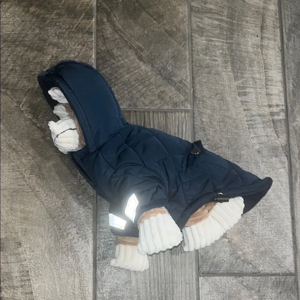 Navy Dog Jacket with Reflective Straps